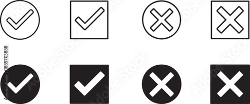 Checkmark icons in bold and outline styles, clean vector EPS for UI, apps, web, and print.