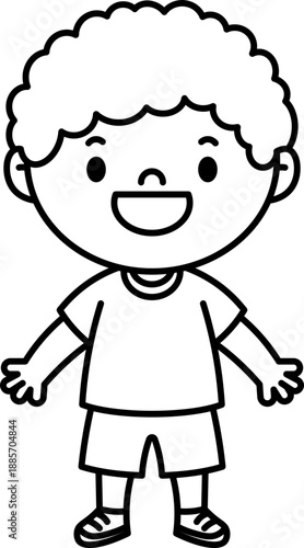 Illustration of Happy Boy vector outline
