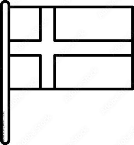 Danish Flag on a Pole vector outline