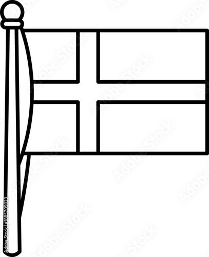 Danish Flag on a Pole vector outline