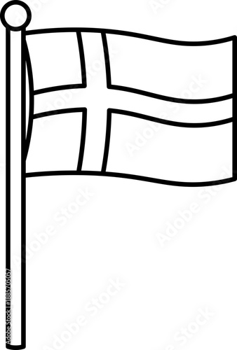 Danish Flag on a Pole vector outline