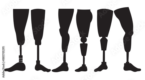 Prosthetic Leg Silhouettes on White Background Vector Fully Editable Smart Object Text Effect