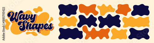 Set with wavy color organic rectangles.