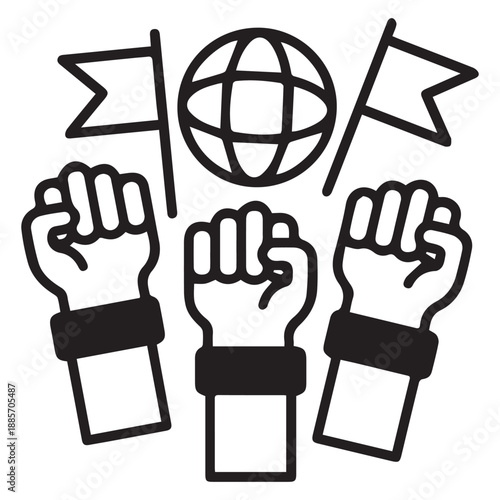 Raised hands strong Victor Art Illustration