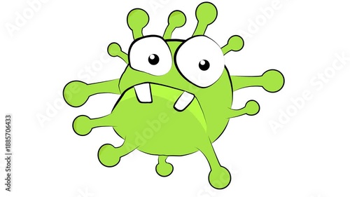 Green cartoon monster character looking around