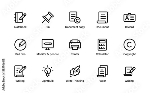 Writing documentation and editing icons. Clean visual tools for content creators publishers marketers and digital documentation tasks