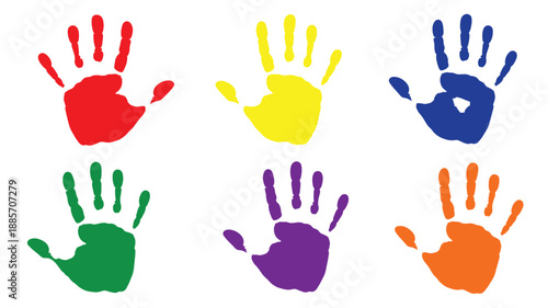 Colorful handprints arranged in a grid a vibrant artistic silhouette