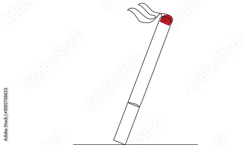 Cigarette Icon Line Art, One continuous single drawn line art doodle cigarette, smoke, Smoke Line Icon. Outline Doodle Vector Symbol Illustration, Addiction, Bad Habit, No tobacco day concept. 