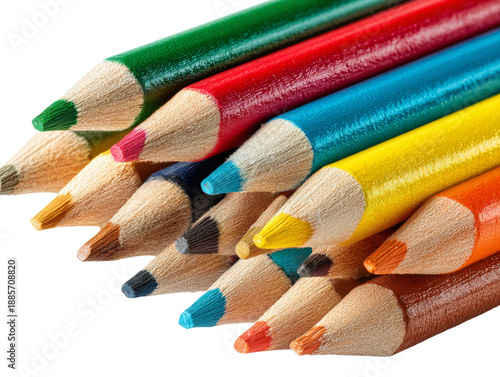 A vibrant collection of sharpened colored pencils, ideal for art and creativity Isolated Transparent Background, PNG