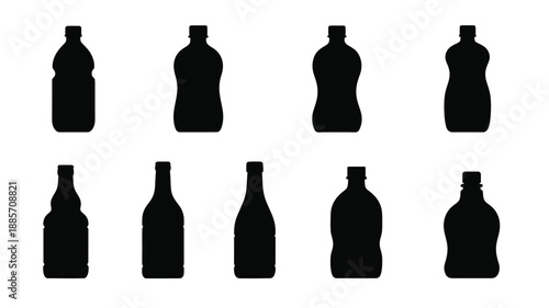 Collection of various bottle shapes displayed as a striking silhouette