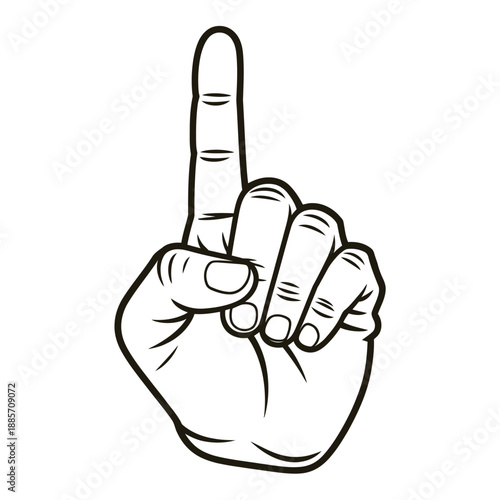 Sketch of a hand displaying the number one with a raised finger