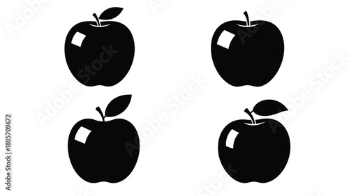 Four black apples arranged in a square formation silhouette