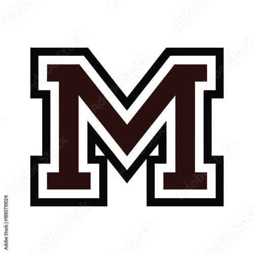A bold letter m design with black and brown coloring scheme