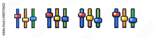 Pixel art sliders and controls for audio mixing or game settings