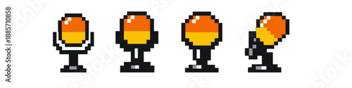 Retro pixel art microphone icons in different angles for gaming and podcasting