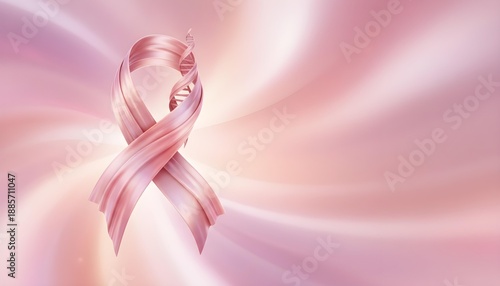 Hyper-Realistic Pink Ribbon Breast Cancer Awareness with Copy Space