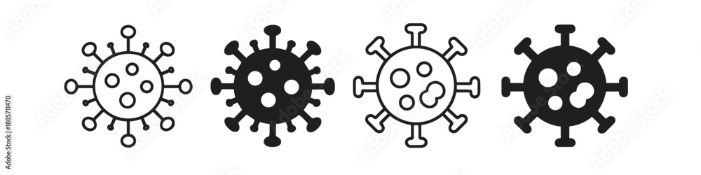 Fototapeta premium Collection of stylized virus icons representing different forms of microscopic pathogens