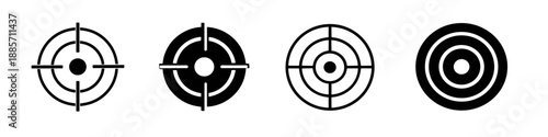 Collection of four different crosshair and target icons representing focus and precision