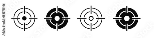 Collection of four different target reticle icons for aiming and precision