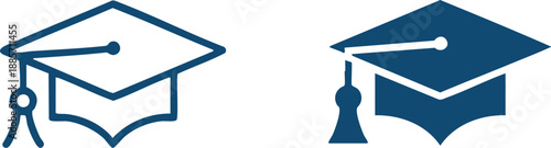 Minimalist Mortarboard Education Icons, Academic Graduation Cap Duo, vector, illustration, silhouette