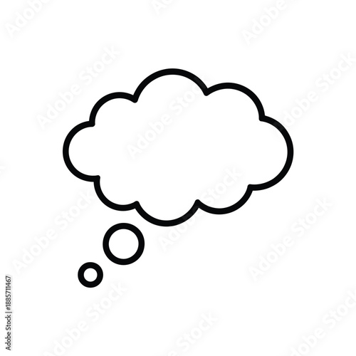 Simple black and white outline of a thought bubble design