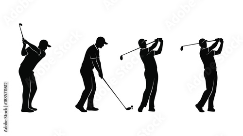 Golf swing progression depicted in four stages a black silhouette