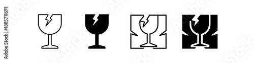 Fragile glass symbol set for shipping and handling instructions