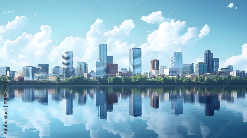 Fototapeta premium Portland Oregon city skyline with river reflection