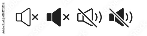 Collection of speaker icons representing different sound levels, including mute and low volume