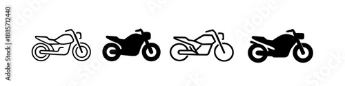 Collection of motorcycle icons and silhouettes for graphic design and web use