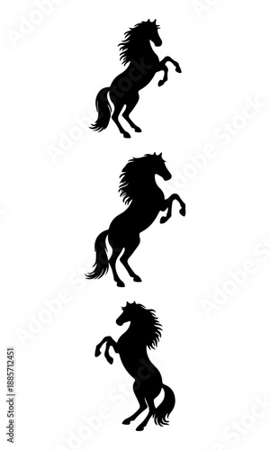 Horse jumping silhouette, collection of horse vectors, black vector of horses