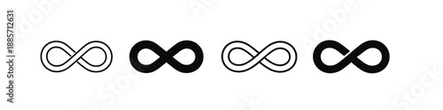 Collection of infinity symbols in black and white, representing endlessness and eternity