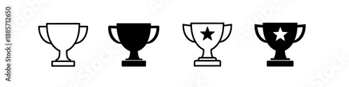 Collection of four trophy icons representing achievement and victory in different styles