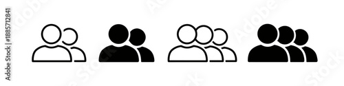Group of people icons showing different sizes and fill styles