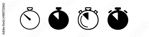 Set of four stopwatch icons showing different time intervals and styles