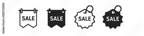Collection of sale tags and banners, representing discounts and special offers