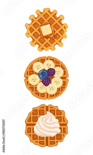 Waffle vector silhouette, collection of waffle vectors, black vector of waffle