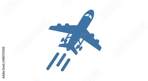 Airplane Silhouette in Dynamic Motion with Blue Color on White Background for Aviation transparent background