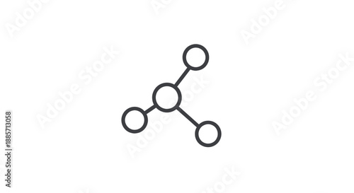 Simple Molecule Structure Minimalist Design Black Lines on White Background for Scientific Illustration transparent background