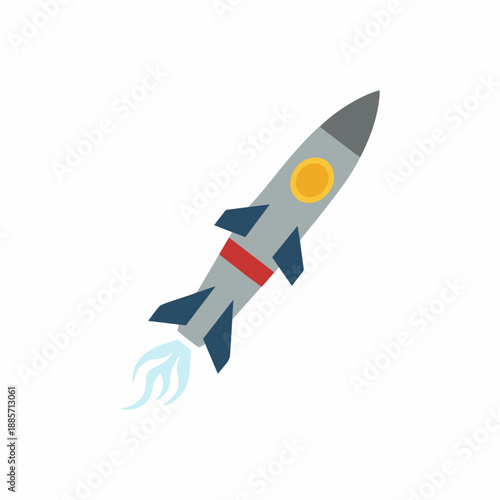 Flat Style Rocket Weapon Graphic for Defense and Technology