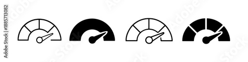 Speedometer icons showing different levels of performance and speed