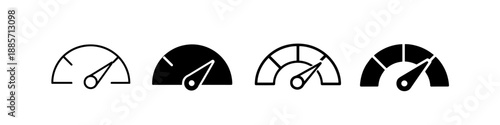 Set of four speedometers and gauges showing different levels of performance