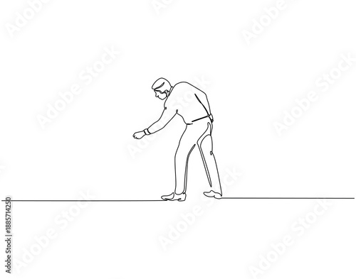 Continuous one line drawing of businessman giving a help hand. One line drawing illustration of man with help hand pose. Business support concept single line. Editable outline