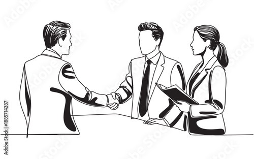 Business professionals sealing a deal with a handshake, symbolizing partnership and agreement