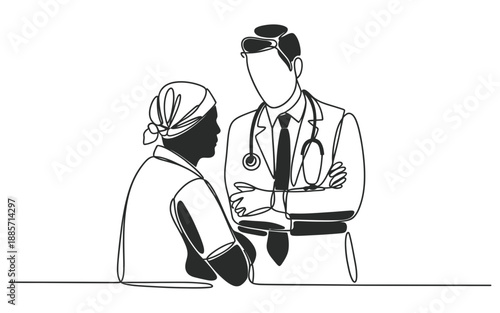 A doctor providing medical advice and consultation to a patient in a healthcare setting