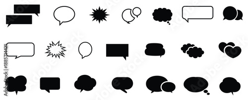 Black speech bubble collection. Set of speech bubble. Speech bubble comic  Set of speech bubble.Set of comment speech bubble .Speech Bubble icon set.