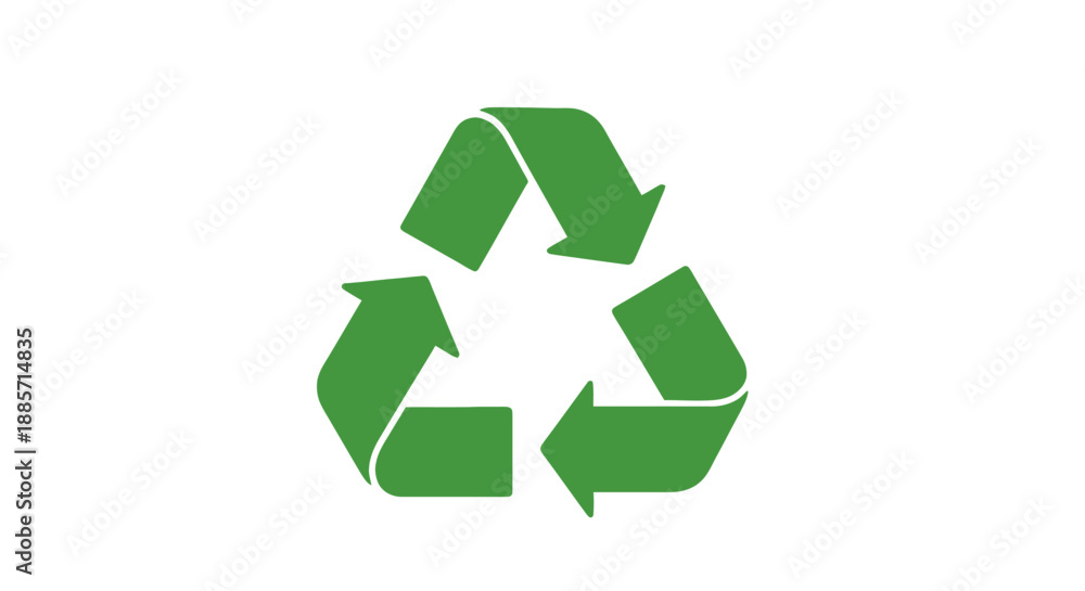 Obraz premium Recycling symbol in green color on white background for environmental awareness