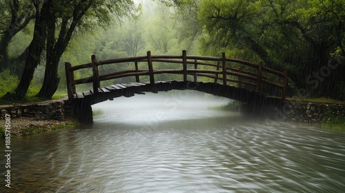 Misty Wooden Bridge