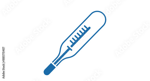 Thermometer illustration in simple flat style with blue color on white background for medical icon