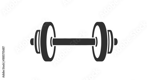 Dumbbell icon in simple flat design with black color on white background for fitness apps